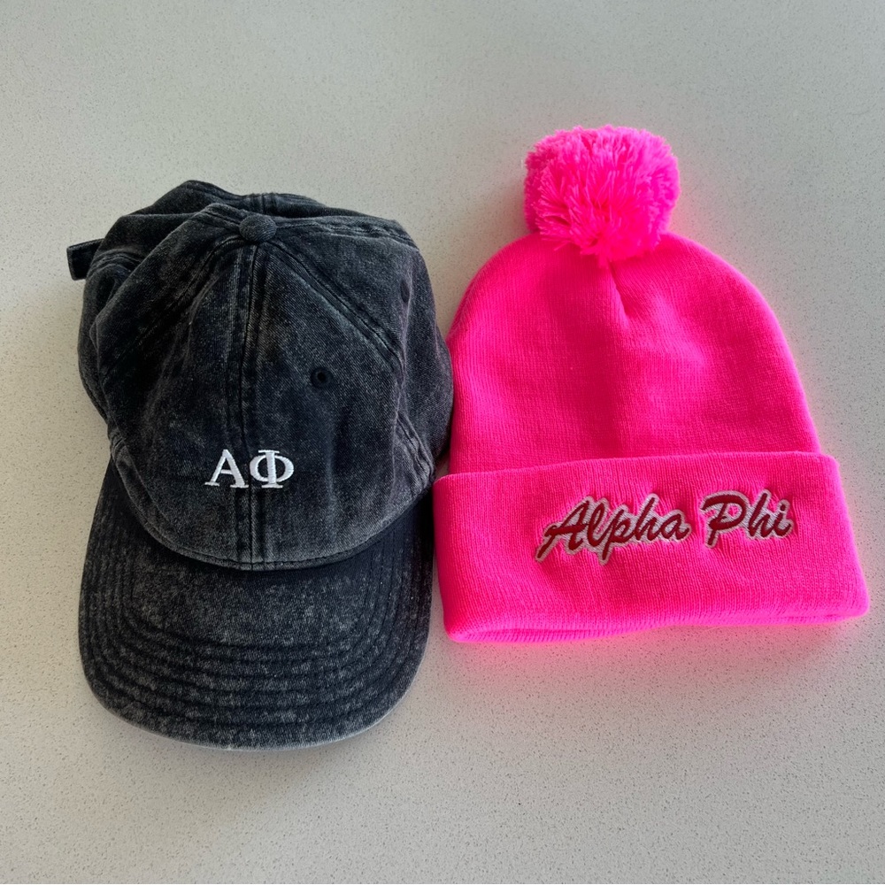Alpha Phi hat & beanie
